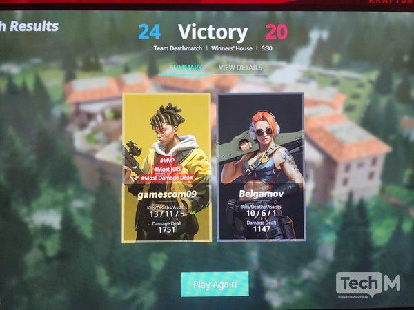 게임스컴 2025 현장에서 블라인드스팟을 시연한 결과 13킬로 팀내 킬 1위를 차지했다. / 사진=조성준 기자