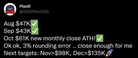 익명의 가상자산(암호화폐) 트레이더 플랜비(PlanB)의 비트코인 가격 예측. [사진=플랜비 트위터 캡처]