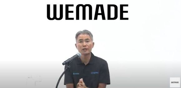 장현국 대표가 3일 온라인 개최된 미디어 간담회에서 질의에 대답하고 있다. [사진=위메이드 2분기 미디어 간담회 캡처]