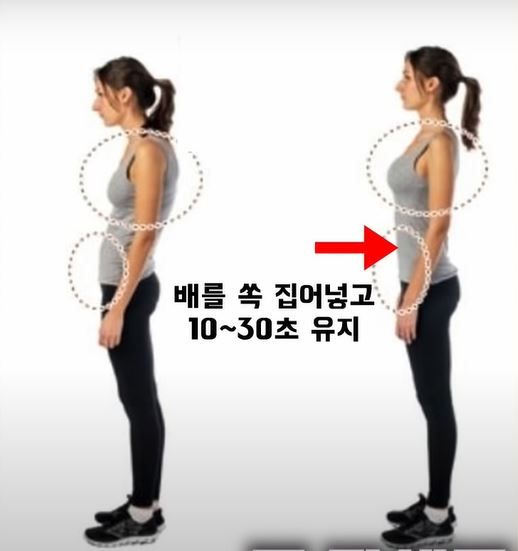 서 있는 상태에서 하는 드로인 운동 방법. [사진=유튜브 '리브어트' 캡처]