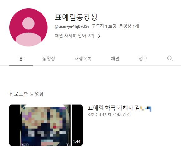 지난 20일'표예림 동창생' 유튜브 채널에서 초중고 12년간 학교폭력(학폭)을 당한 사실을 밝힌 유튜버 표예림씨의 가해자 김모씨의 신상이 공개되고 있다. [사진=유튜브 '표예림 동창생' 캡처]