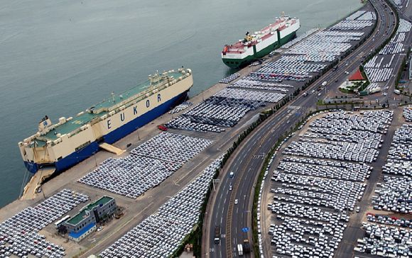 현대차 울산공장 수출선적 부두. [사진=현대자동차그룹]