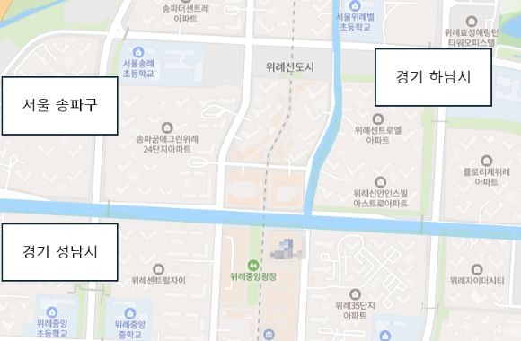 위례신도시 지도. [사진=네이버 지도 편집]