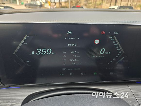 KGM '무쏘 EV' 시승 구간 주행기록 계기판 화면. [사진=김종성 기자]