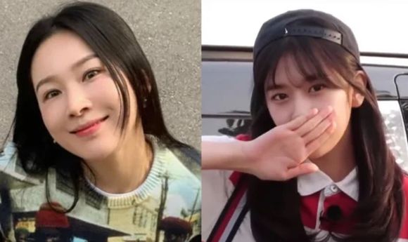 안유진은 한 예능프로그램에서 반윤희의 시그니처 포즈를 따라 해 주목을 끌기도 했다. 사진은 현재 반윤희(왼쪽)와 반윤희 포즈를 따라 한 아이브 안유진. [사진=X 갈무리]