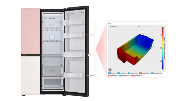 웹 기반 서비스 플랫폼인 ‘Eng.AI’를 활용해 냉장고용 부품 품질을 예측하는 모습. [사진=LG전자]