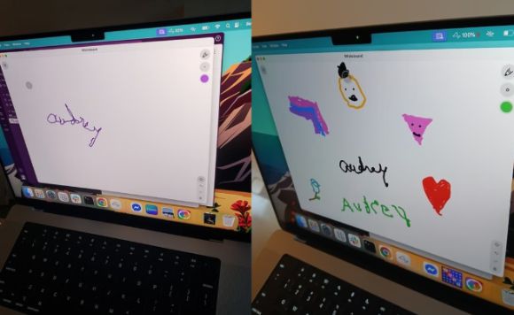 이 칩은 뇌의 신호를 읽어 내 컴퓨터나 스마트폰에 명령할 수 있게 한다. 사진은 해당 여성이 그린 화면. [사진=X 갈무리]