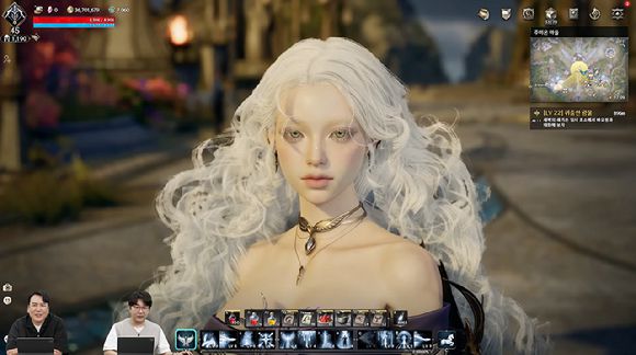 '아이온2' 개발진이 8일 라이브 방송 '아이온2나잇'에서 개발 중인 아이온2 게임 플레이를 시연하고 있다. [사진=엔씨소프트]