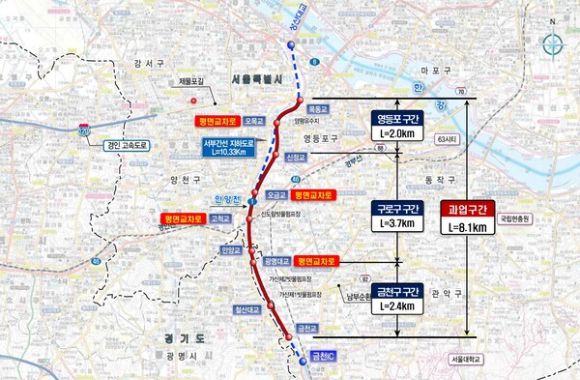 서부간선도로 평면화 작업 위치도. [사진=서울시]