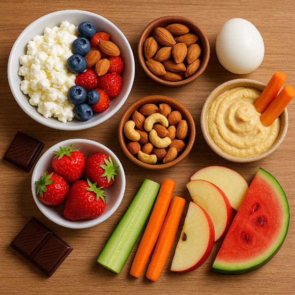 코티지 치즈, 아몬드, 달걀 등 50대 이후로 먹으면 좋은 간식들이 공개됐다. 사진은 AI로 생성한 이미지. [사진=챗GPT]