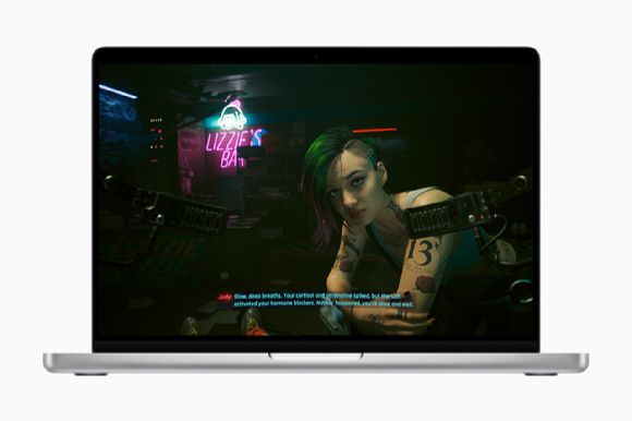 맥북에서 실행 중인 ‘Cyberpunk 2077: Ultimate Edition’. [사진=애플]