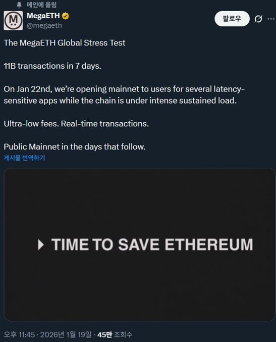 이번 테스트의 핵심 목표는 7일 내내 초당 트랜잭션 처리량(TPS)을 1만 5000에서 3만5000 수준으로 일정하게 유지하는 것이다. [사진=메가이더 트위터]