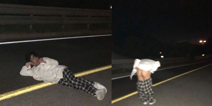 래퍼 양홍원의 SNS 기행이 계속되고 있다. 양홍원은 자신의 SNS에 도로 위 흡연 및 하의 노출 사진 등을 게재해 충격을 자아냈다. [사진=양홍원 인스타그램]