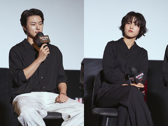 배우 신승호와 이연이 '약한영웅 홈커밍 GV'에 참석해 팬들을 만나고 있다. [사진=넷플릭스]