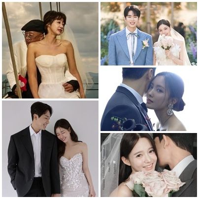 상반기 결혼 커플 [사진=박하나 SNS. 최여진 SNS, 남보라 SNS, 효민 SNS, 에일리 SNS ]