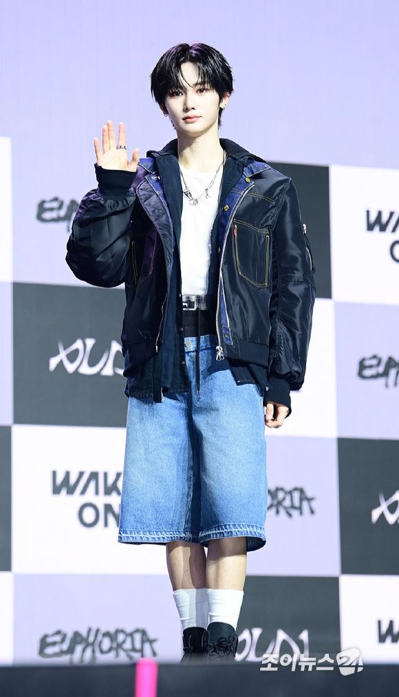 그룹 알파드라이브원 안신이 12일 오후 서울 용산구 블루스퀘어 SOL트래블홀에서 열린 알파드라이브원(ALPHA DRIVE ONE) 첫 번째 데뷔 미니 1집 'EUPHORIA'(유포리아) 발매 기념 쇼케이스에 참석하고 있다. [사진=정소희 기자]