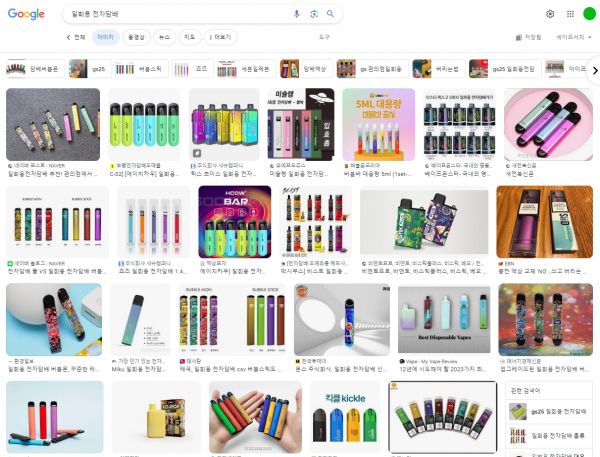 '일회용 전자담배' 검색 결과 /구글 갈무리