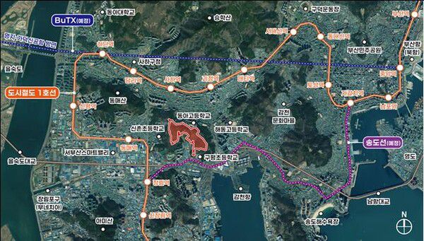 부산시가 12일 신평 예비군훈련장 일대 유휴부지를 체육·문화·휴식 기능을 아우르는 생활밀착형 복합문화체육공간으로 조성하는 개발계획(안)을 발표했다. 사진은 복합문화체육공간 위치도. /부산시청