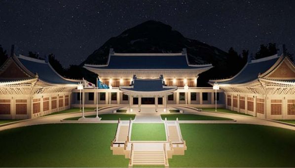 KBS는 제20대 대통령선거 방송에서 확장현실(XR)로 구현된 청와대를 배경으로 데이터 쇼를 선보인다. (사진=KBS).