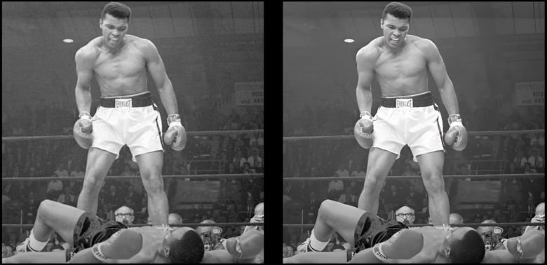 GFP-GAN  복원전(좌)과 복원후(우) 예.(사진=Louis Bouchard)