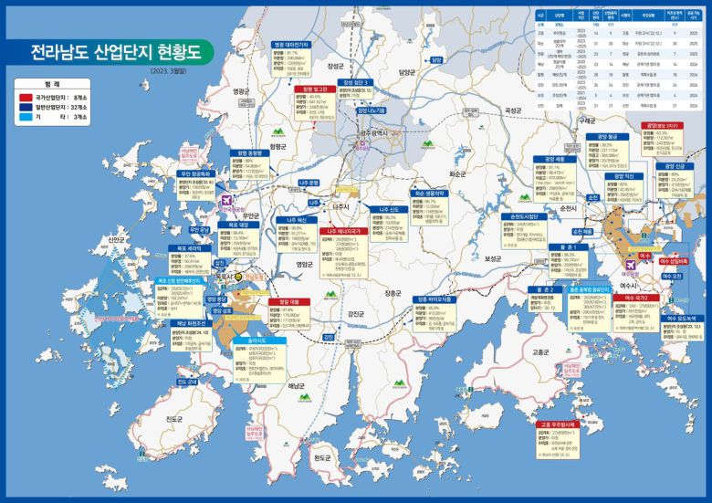 전라남도 산업단지 현황도