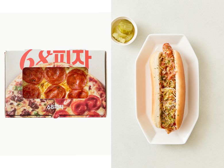 요리하다 68페퍼로니피자(왼쪽)와 요리하다 15핫도그(오른쪽). 이미지ㅣ롯데마트