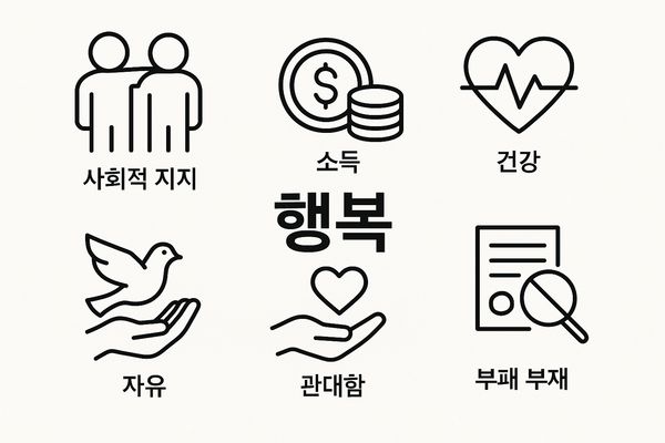 ▶세계 행복 보고서에 따르면, 행복은 소득과 같은 경제적 요소뿐 아니라 사회적 유대감, 건강, 개인의 자유, 공동체에 대한 기여, 그리고 투명한 사회와 같은 다양한 비경제적 요소들의 복합적인 작용을 통해 형성된다. 이는 행복을 위한 정책적 접근이 다면적이어야 함을 강조한다.(AI 생성,SDG뉴스)