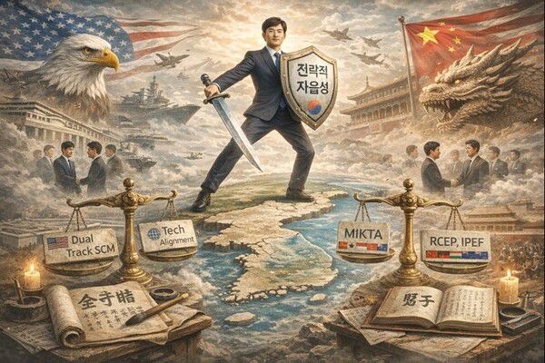 ▶ NSS가 던진 안보·경제의 도전에 맞서 대한민국은 '전략적 자율성'을 확보하는 주체적 균형 전략을 지향한다. 방위비 협상 지렛대 확보, 이중 경로 공급망 구축, 중견국 가치 외교 주도 등 다각적인 실용주의적 대응이 요구된다.(이미지=AI 생성,SDG뉴스)