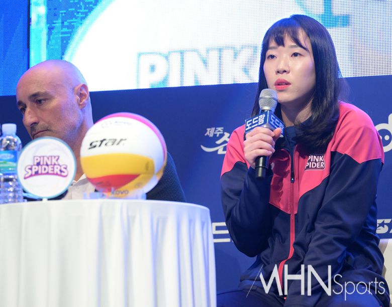 흥국생명 아본단자 감독(좌)-김미연ⓒMHN스포츠 이지숙 기자