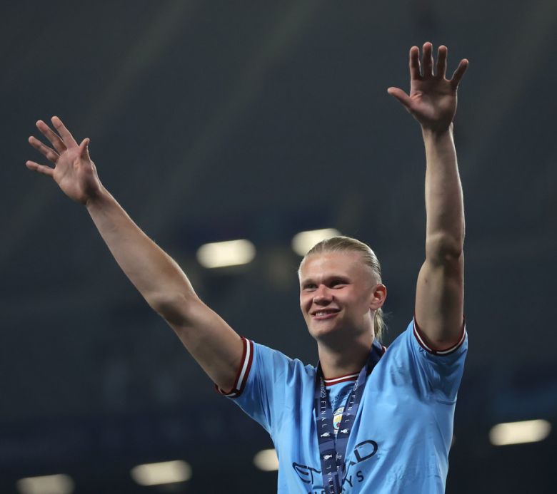 11일 유럽축구연맹 챔피언스리그 우승을 차지한 뒤 기뻐하는 엘링 홀란 사진=EPA/연합뉴스