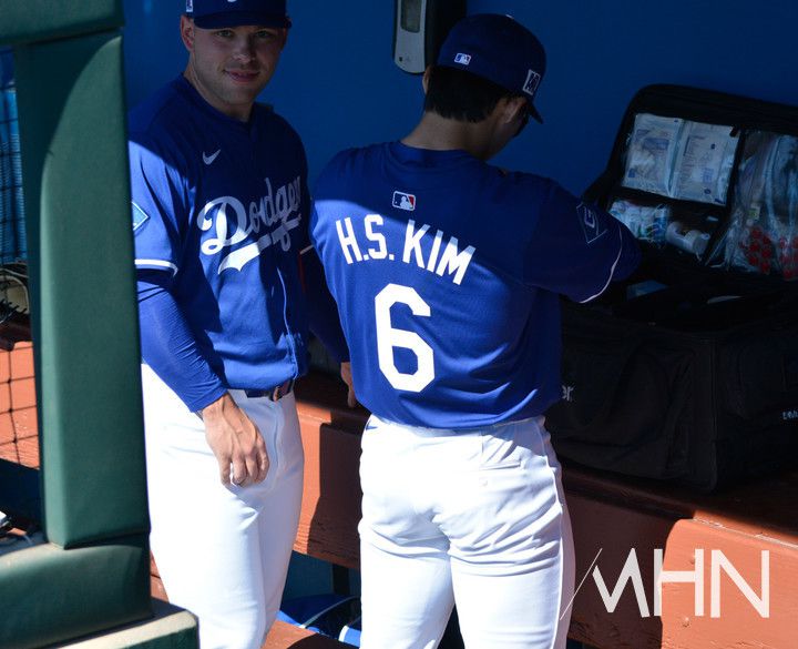 (올 시즌 메이저리그에 데뷔한 다저스 포수 달튼 러싱(왼쪽)과 김혜성)