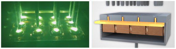 한국재료연구원 금속재료연구본부 나영상 박사팀이 개발한 다전극 진공 감압 주조 기술을 이용한 대면적 비정질합금판 제조 공정. 재료연구원 제공