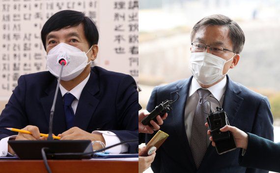 이성윤 서울중앙지검장(왼쪽)과 조남관 대검찰청 차장검사. 뉴스1 제공