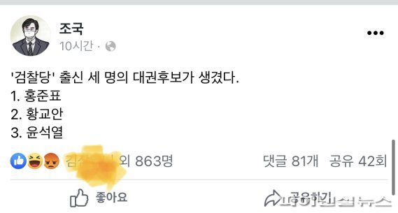 조국 페이스북 캡처