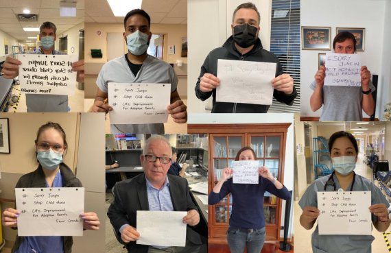 캐나타, 터키 등 각국에서 이어지는 정인 양에 대한 추모 물결. 종이에는 대부분 '정인아 미안해' '아동학대 반대' 등의 문구가 적혀 있다 / 사진=독자 제공