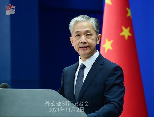 왕원빈 중국 외교부 대변인. 중국 외교부 홈페이지.