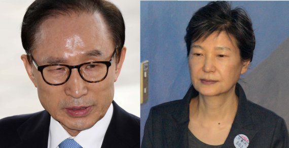 [서울=뉴시스]이명박 전 대통령과 박근혜 전 대통령. (사진=뉴시스DB) /사진=뉴시스