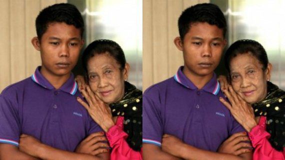 55세 연상의 76세 할머니와 결혼해 살고 있는 2001년생 슬라멧 리야디(왼쪽). 슬라멧은 최근에도 자신의 부인에 대한 애정을 드러냈다. /사진=트리뷴