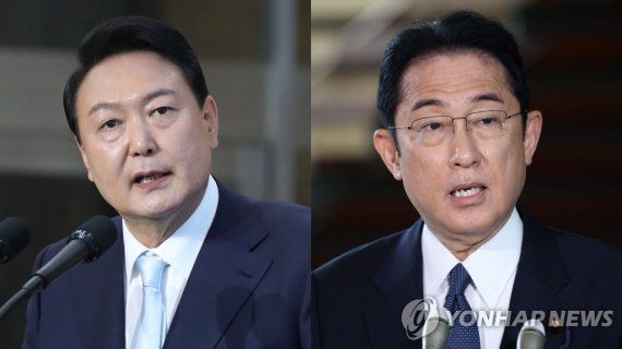 윤석열 대통령과 기시다 후미오 일본 총리.
