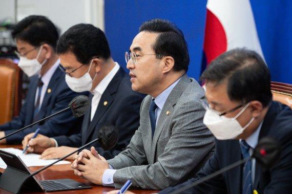 박홍근 더불어민주당 원내대표가 6일 서울 여의도 국회에서 열린 국정감사대책회의에서 모두 발언을 하고 있다./뉴스1 ⓒ News1 유승관 기자 /사진=뉴스1