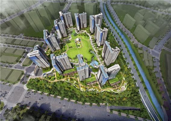 인천도시공사(iH)가 제로에너지 주거단지로 건설하는 검단 주택건설 사업의 조감도.