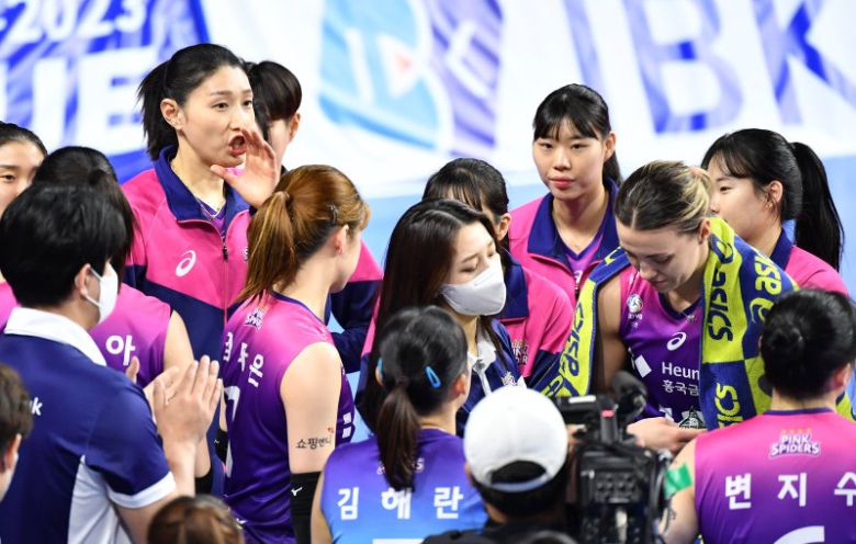 8일 열린 흥국생명-IBK기업은행전에서 김연경(11시 방향)이 벤치에서 선수들을 독려하고 있다. (KOVO 제공) /사진=뉴스1