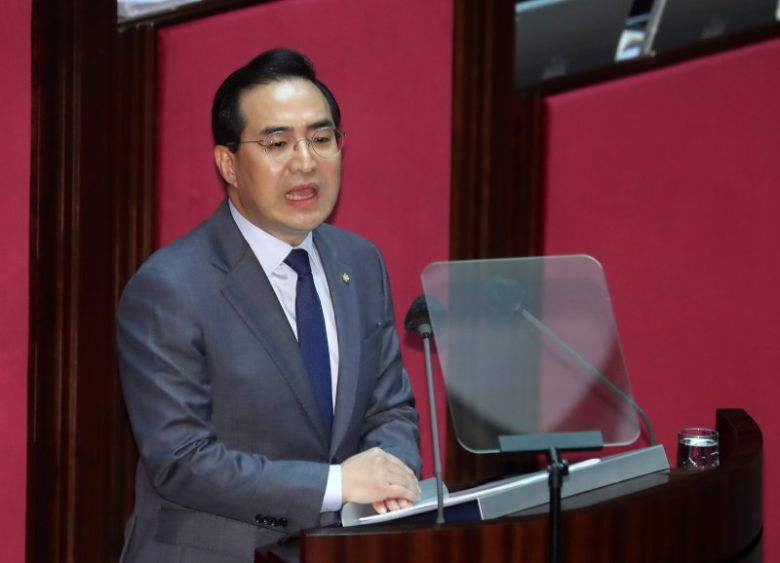 박홍근 더불어민주당 원내대표가 13일 오전 서울 여의도 국회에서 열린 제403회 국회(임시회) 5차 본회의에서 교섭단체 대표 연설을 하고 있다. 뉴시스