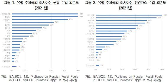 유럽 주요국의 러시아산 에너지 의존도 /사진=대외경제정책연구