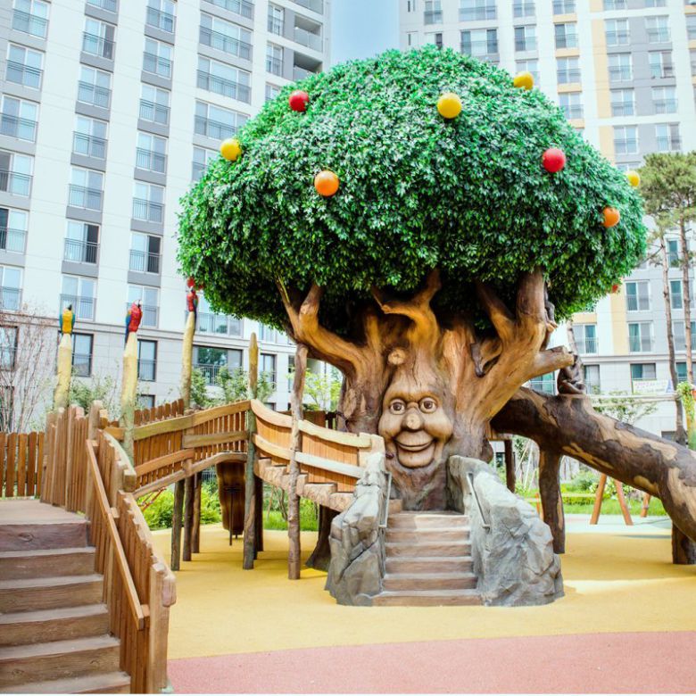 에버랜드 테마로 특화된 경기도 남양주 '다산 금강펜테리움 리버테라스2차' 아파트 단지의 놀이터. 이외에도 에버랜드 테마 조경은 구미 호반 산업단지, 군포 금강 펜테리움 단지 등에 적용됐다. 삼성물산 제공