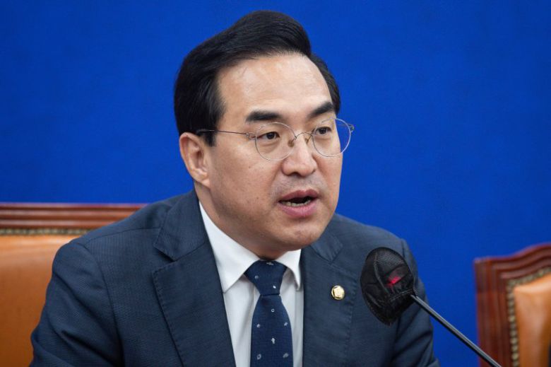 박홍근 더불어민주당 원내대표가 9일 서울 여의도 국회에서 열린 정책조정회의에서 모두 발언을 하고 있다. 사진=뉴스1