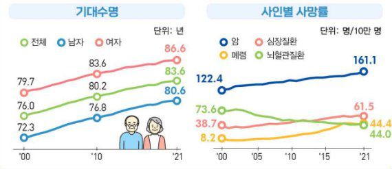 2022 수명과 사망률 /자료=통계청