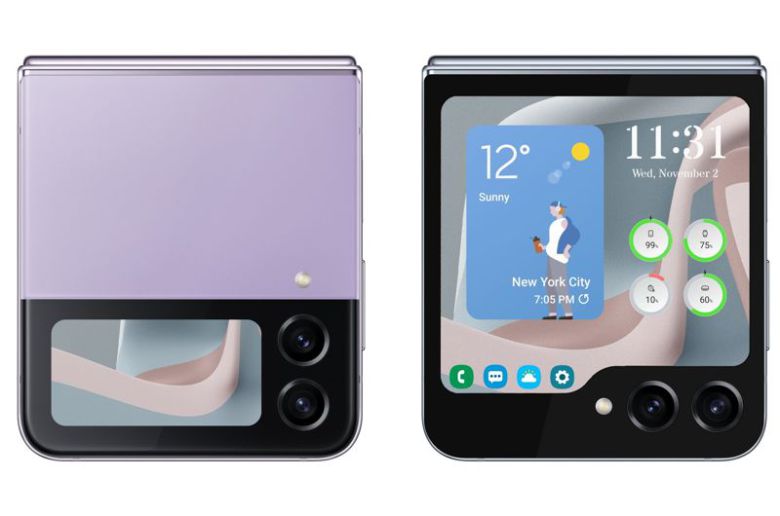 갤럭시Z플립4(왼쪽)와 갤럭시Z플립5(예상)를 비교한 렌더링 사진. IT 팁스터(정보유출자) 아이빙저우