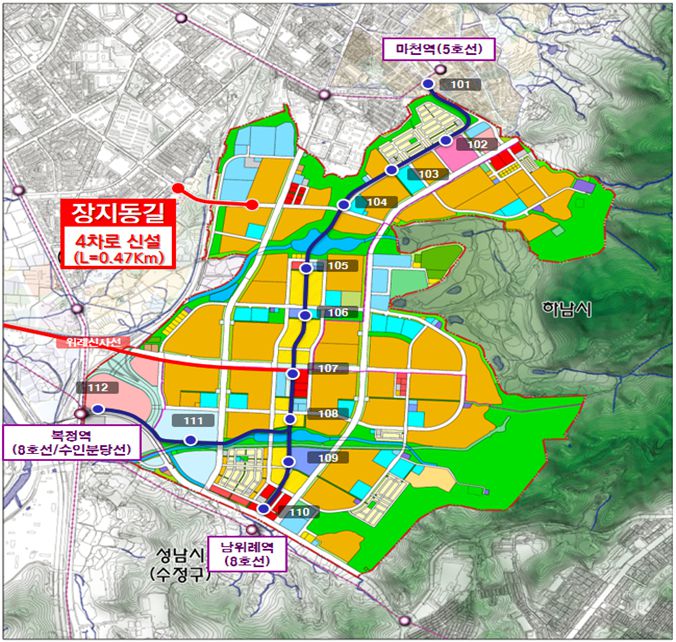 위례~장지 연결 왕복 4차선 지하차도 사업위치도. SH공사 제공