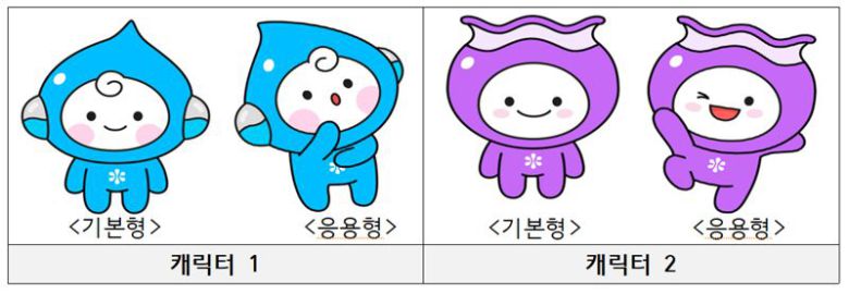 인천시는 지역 먹는 수돗물인 ‘인천하늘수’의 신뢰도를 높이고 시민들에게 더 가깝게 다가가기 위해 슬로건과 캐릭터 이름을 공모한다. 사진은 인천시가 공모를 진행하기 위해 미리 만든 캐릭터.